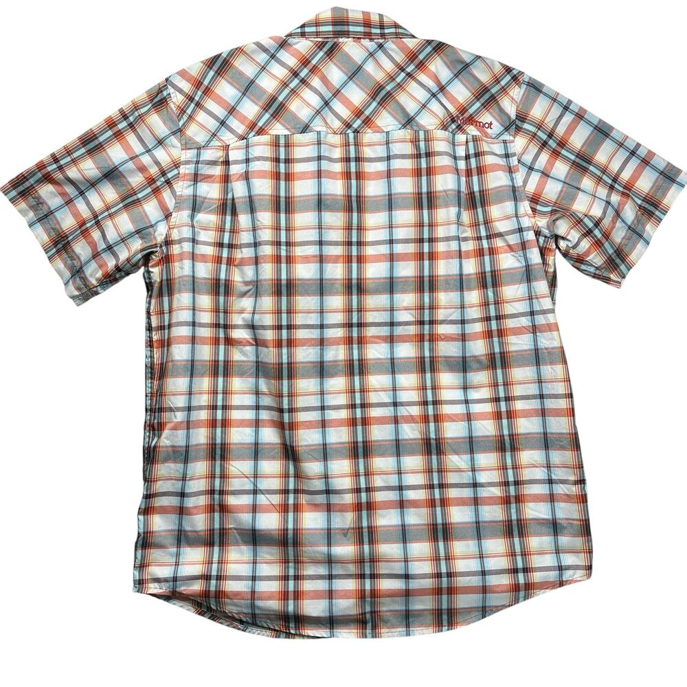Marmot Short‎ Sleeve Orange Plaid Button Down Mens Shirt Size Large Outdoors - Picture 2 of 14